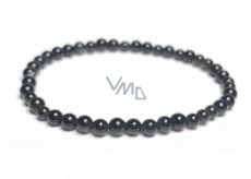 Obsidian bracelet elastic natural stone, ball 4 mm / 16-17 cm, rescue stone