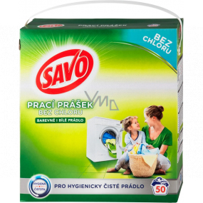 Savo Universal chlorine-free washing powder for coloured and white laundry 50 doses 3.5 kg