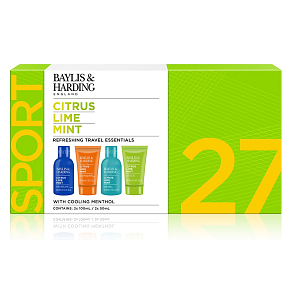 Baylis & Harding Lime and mint face wash 100 ml + hair wash and shampoo 100 ml + shower gel 50 ml + after shave balm 50 ml, cosmetic set for men