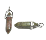 Unakite pendulum hexagon pendant natural stone 41 x 13 mm, stone of personal growth and vision