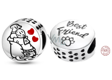 Sterling silver 925 Dog friend - forever, pet bracelet bead