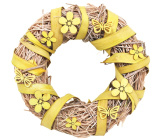 Flower wreath with yellow decorations 25 cm