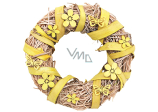 Flower wreath with yellow decorations 25 cm