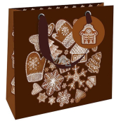 Nekupto Gift paper bag luxury 18 x 16 cm Christmas gingerbread
