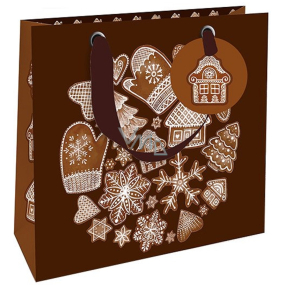Nekupto Gift paper bag luxury 18 x 16 cm Christmas gingerbread