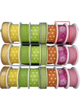 Nekupto Fabric ribbon Pink with flowers 2,5 m x 25 mm