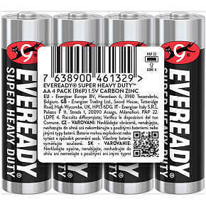 Eveready AA Zinc-Chloride Batteries, 4 pcs