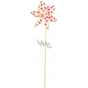 Pinwheel with large polka dots white red polka dots 9 cm + skewers 1 piece