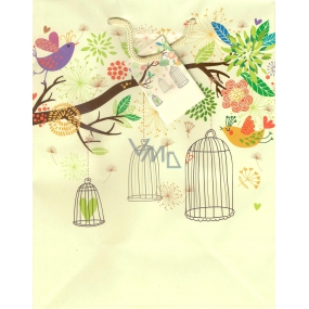Nekupto Gift paper bag 23 x 18 x 10 cm Birds, cage 1052 01 BM