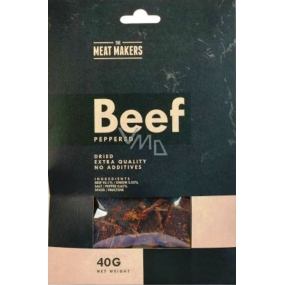 Meat Makers Beef Jerky Peppered thin slices of beef leg preserved by drying 40 g