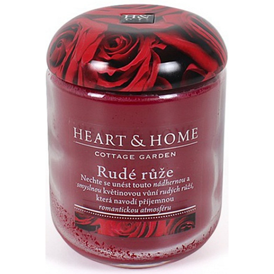 Heart & Home Red roses Soy scented candle medium burns up to 30 hours 110 g