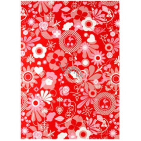 Ditipo Gift wrapping paper 70 x 200 cm red, white-pink motifs