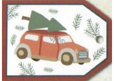 Nekupto Christmas Gift Cards Car with branch 5,5 x 7,5 cm 6 pieces