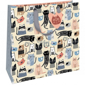 Nekupto Gift paper bag luxury 32.5 x 32.5 x 14 cm Colored cats 2036 L - LIL