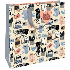 Nekupto Gift Paper Bag Luxury 32.5 x 32.5 x 14 cm Colorful Cats 2036 L - LIL