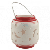 Lantern ceramic starry sky white-red 11 cm