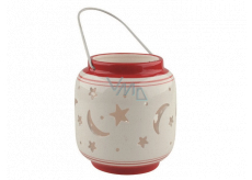 Lantern ceramic starry sky white-red 11 cm