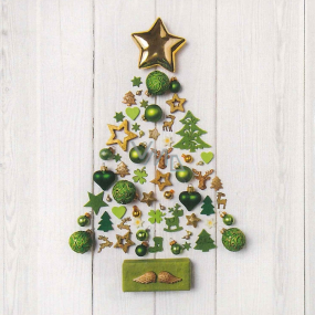 Nekupto Christmas gift cards Christmas tree with gold and green ornaments 6.5 x 6.5 cm 6 pieces