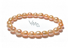 Pearl pink bracelet elastic natural stone, 7 - 8 mm / 16 - 17 cm, symbol of femininity, brings admiration
