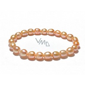 Pearl pink bracelet elastic natural stone, 7 - 8 mm / 16 - 17 cm, symbol of femininity, brings admiration