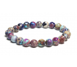 Jasper / Regalite Imperial sea sediment turquoise purple bracelet elastic mixed mineral, ball 8 mm / 16 - 17 cm