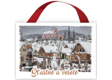 Nekupto Dřevěná cedulka Josef Lada Zasněžená ves 10 x 7 x 0,5 cm