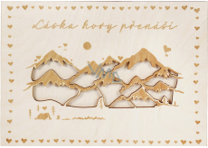 Albi Dřevěná kapsa na peníze Láska hory přenáší 24 x 18 x 0,9 cm