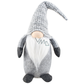 Grey woolen elf with knitted hat 53 cm