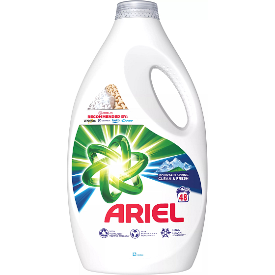 Ariel Mountain Spring liquid laundry gel for clean and fragrant, stain-free laundry 48 doses 2.4 l