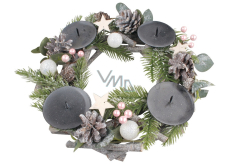 Advent wreath with pink balls and pine cones 30 cm