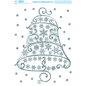 Arch Christmas sticker, window film without adhesive Bell with glitter 35 x 25 cm