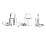 Charm Sterling silver 925 Padlock and key 2in1, love bracelet pendant