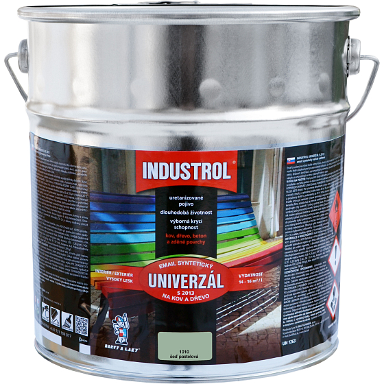 Industrol S2013 universal gloss topcoat for metal and wood, 1010 pastel grey, 9 l