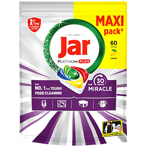 Jar Platinum Plus Dishwasher Tablets 30 Minute Miracle, 60 pcs