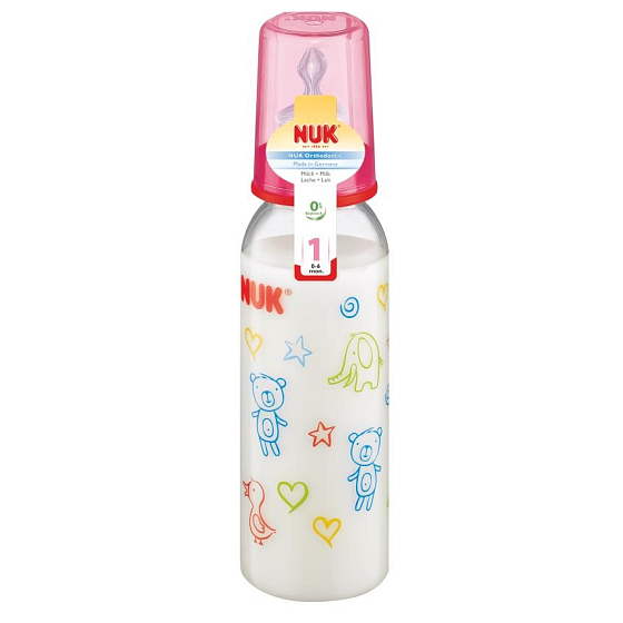 Nuk Bottle plastic nursing silicone teat 0-6 months size 1 different colors 240 ml