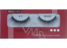 Diva & Nice False eyelashes 100% Human Hair No. 1 black 1 pair