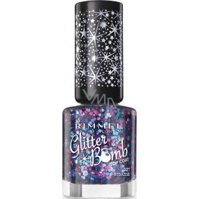 Rimmel London Glitter Bomb Top Coat nail polish 021 Bedazzle 8 ml
