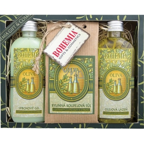 Bohemia Gifts Olive shower gel 100 ml + bath salt 150 g + Oil bath 100 ml, cosmetic set