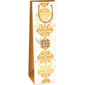Ditipo Gift paper bottle bag 12.3 x 7.8 x 36.2 cm beige brown pattern