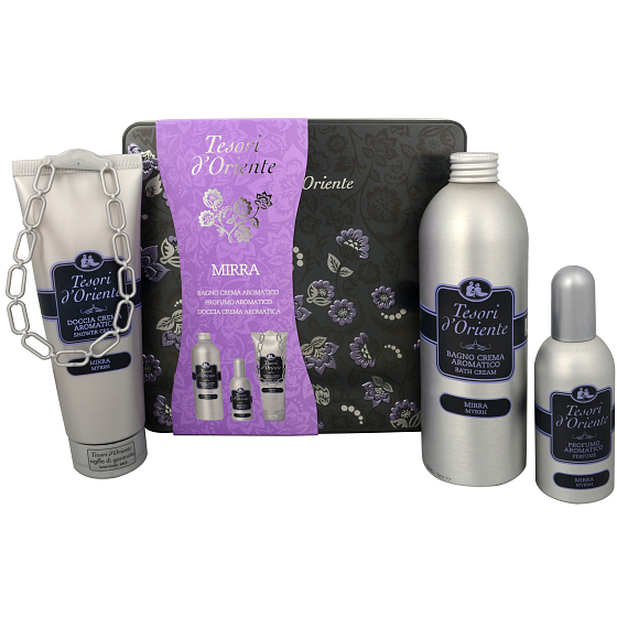 Tesori d Oriente Mirra perfumed water 100 ml + shower gel 250 ml + bath foam 500 ml, for women gift set