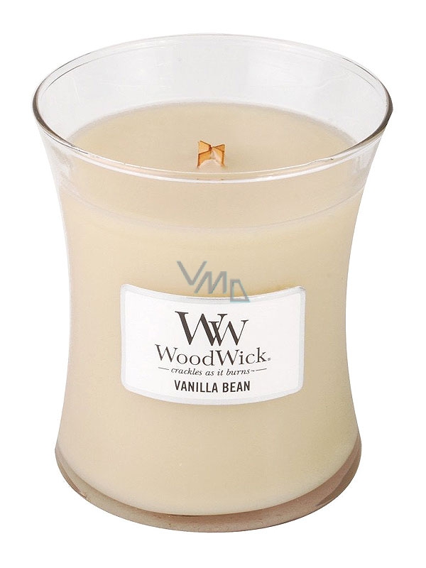 WoodWick Vanilla Bean Vanilla pod scented candle with wooden wick and