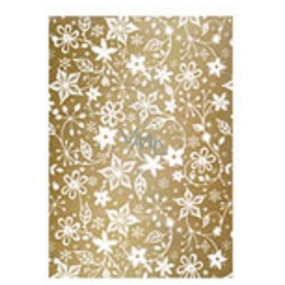 Ditipo Gift wrapping paper 70 x 200 cm Christmas Luxury - golden white flowers