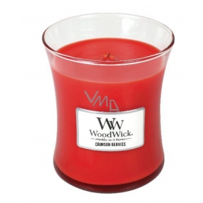 WoodWick Crimson Berries scented candle with wooden wick and lid glass medium 275 g