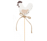 Hen wooden recess white 5 cm + skewers 1 piece