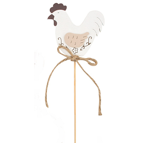 Hen wooden recess white 5 cm + skewers 1 piece