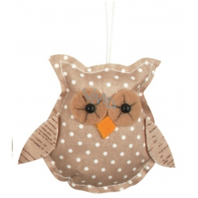 Owl for hanging beige polka dot 8 cm