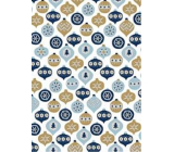Ditipo Gift wrapping paper 70 x 500 cm White blue and gold ornaments
