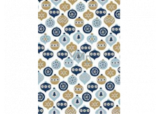 Ditipo Gift wrapping paper 70 x 500 cm White blue and gold ornaments