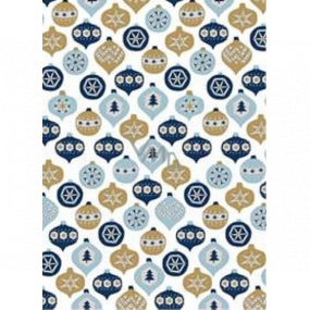 Ditipo Gift wrapping paper 70 x 500 cm White blue and gold ornaments
