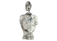 Magnesite / Howlite white Angel guardian pendant natural stone 1,7 cm 1 piece, cleansing stone